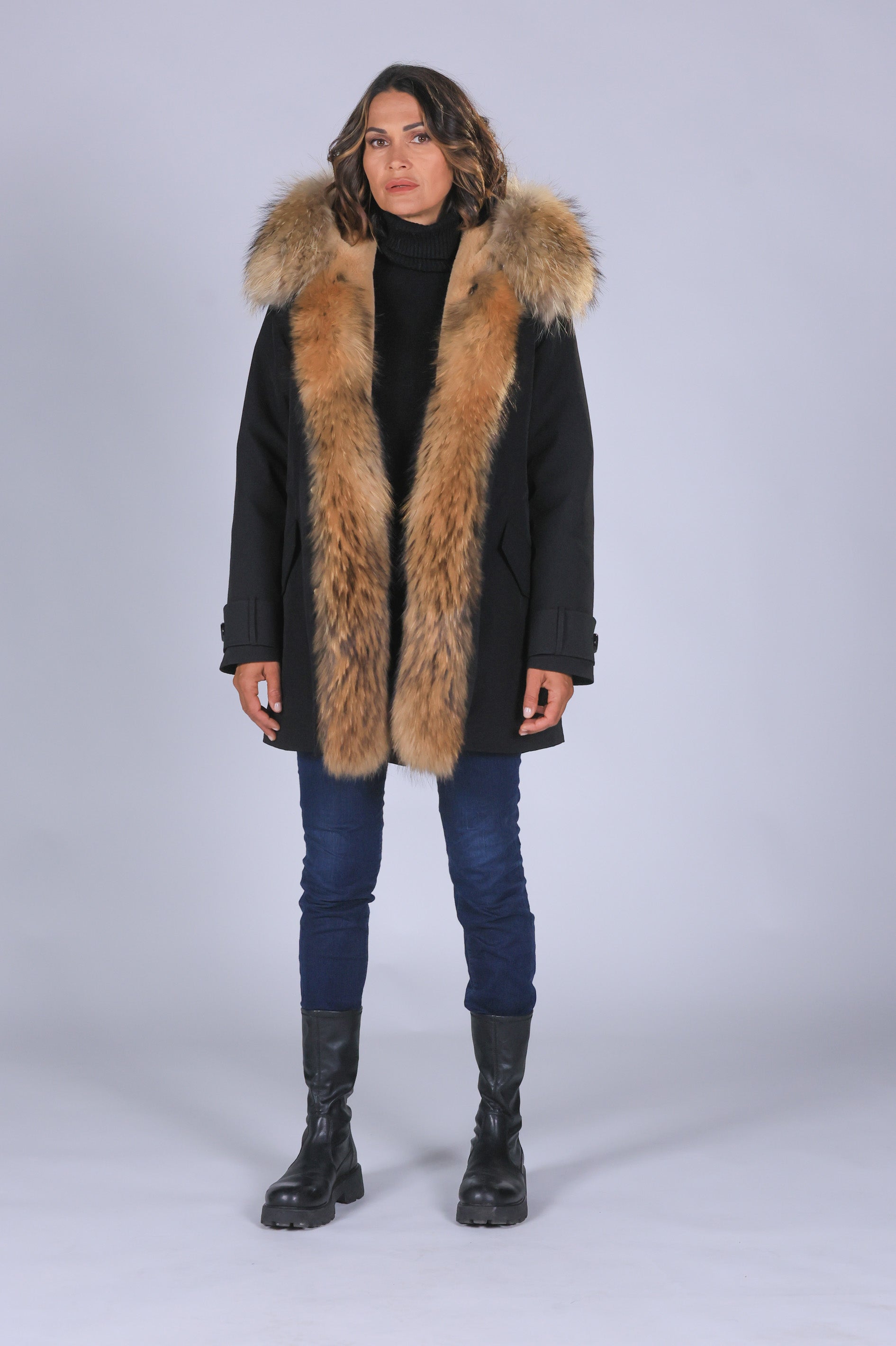 Long Raccoon waterproof technical cotton parka