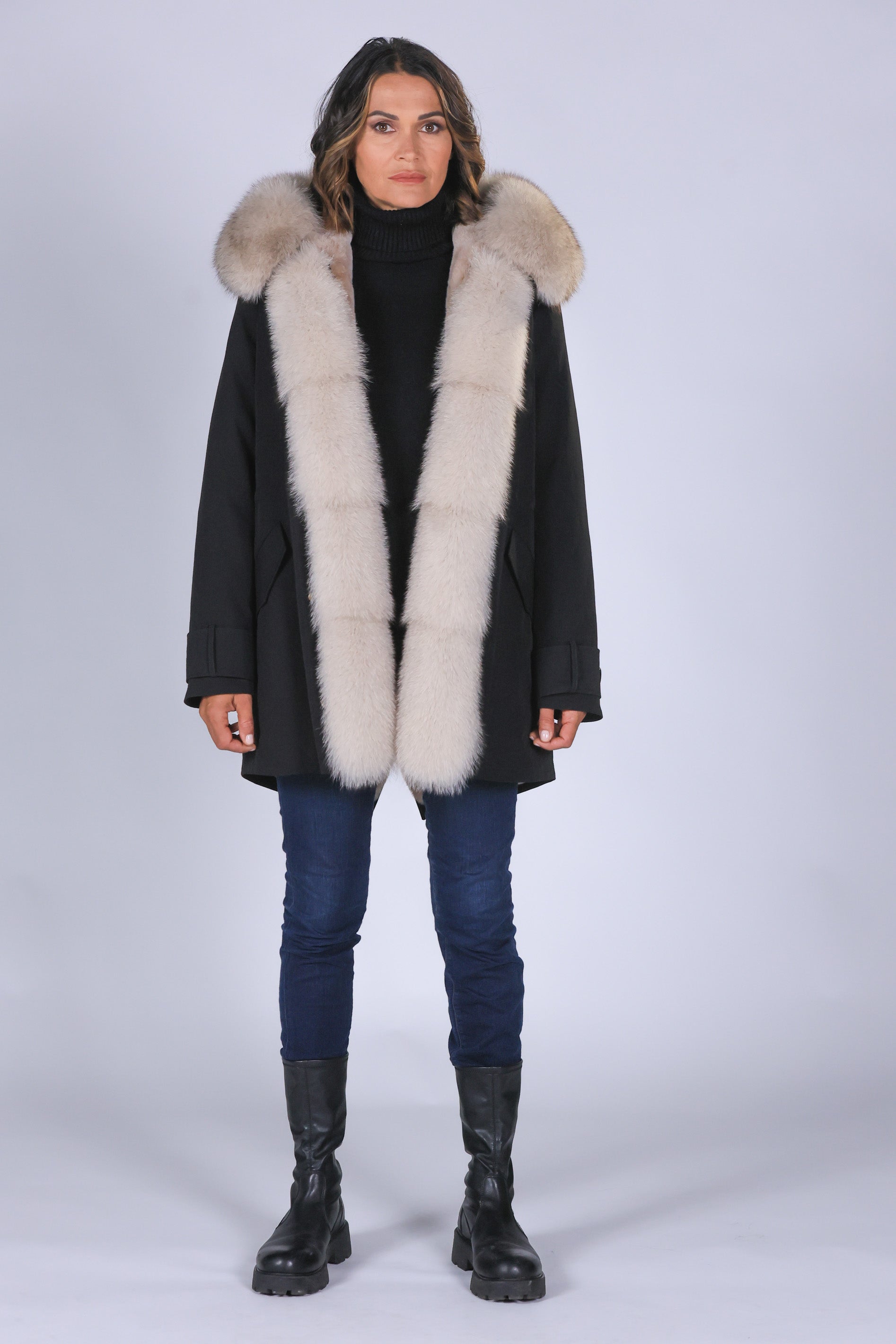 Long Beige Waterproof Technical Cotton Park