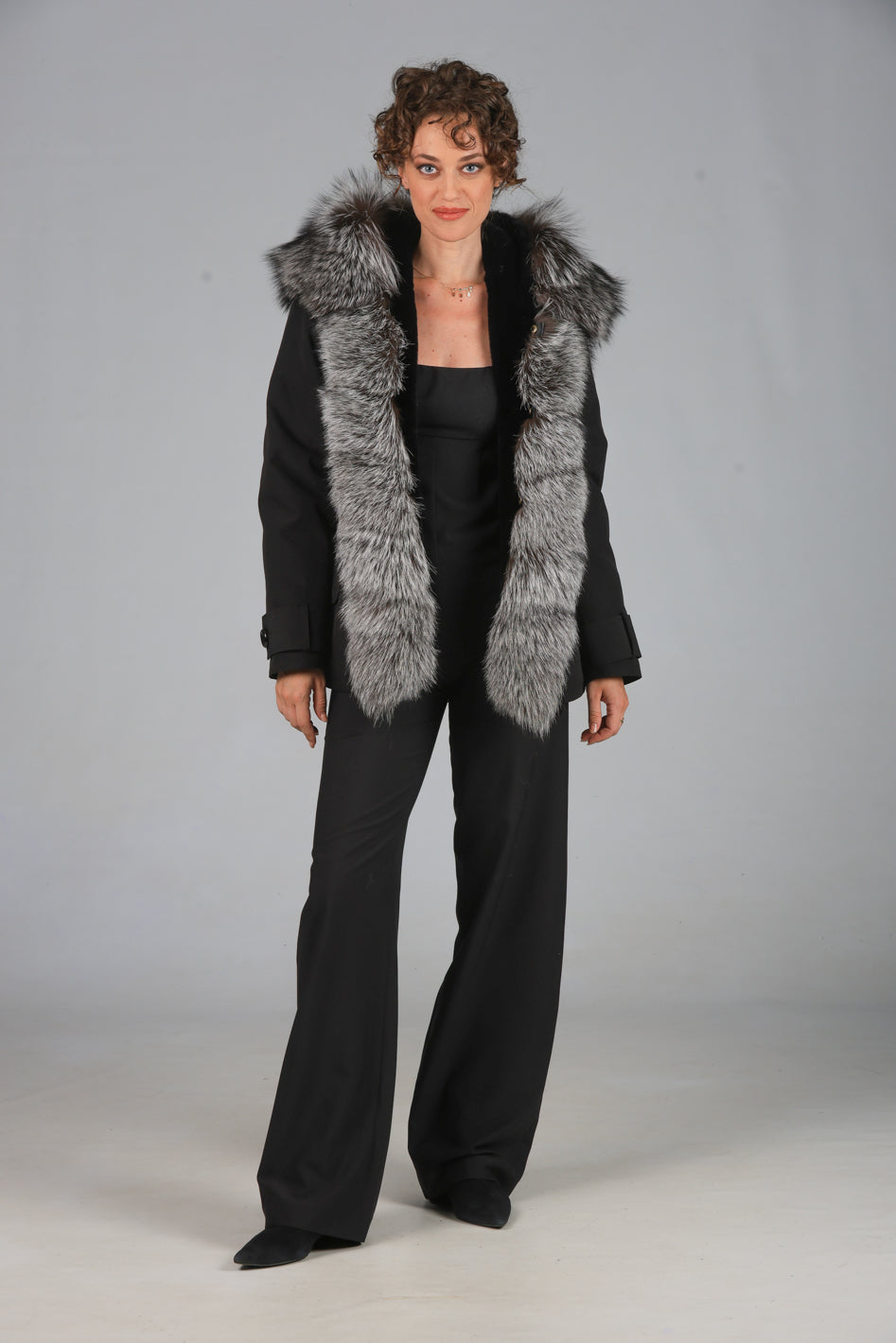 Short Luxury Silver waterproof technical cotton parka