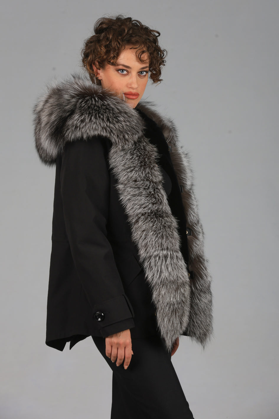 Short Luxury Silver waterproof technical cotton parka