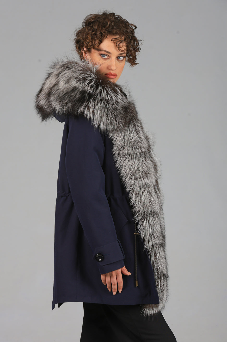 Long Luxury Silver technical cotton parka