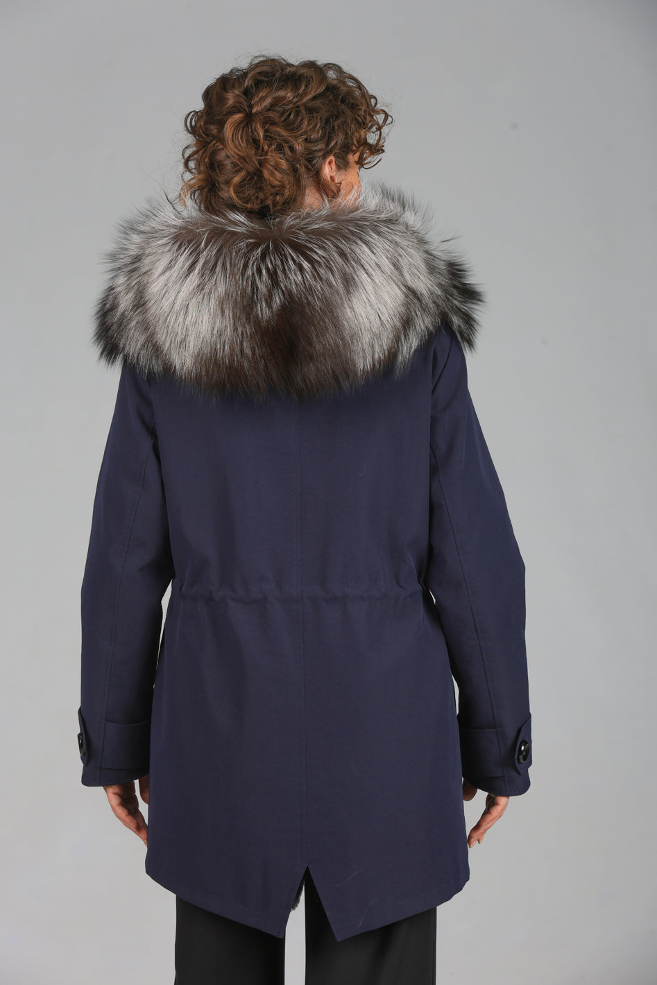 Long Luxury Silver technical cotton parka