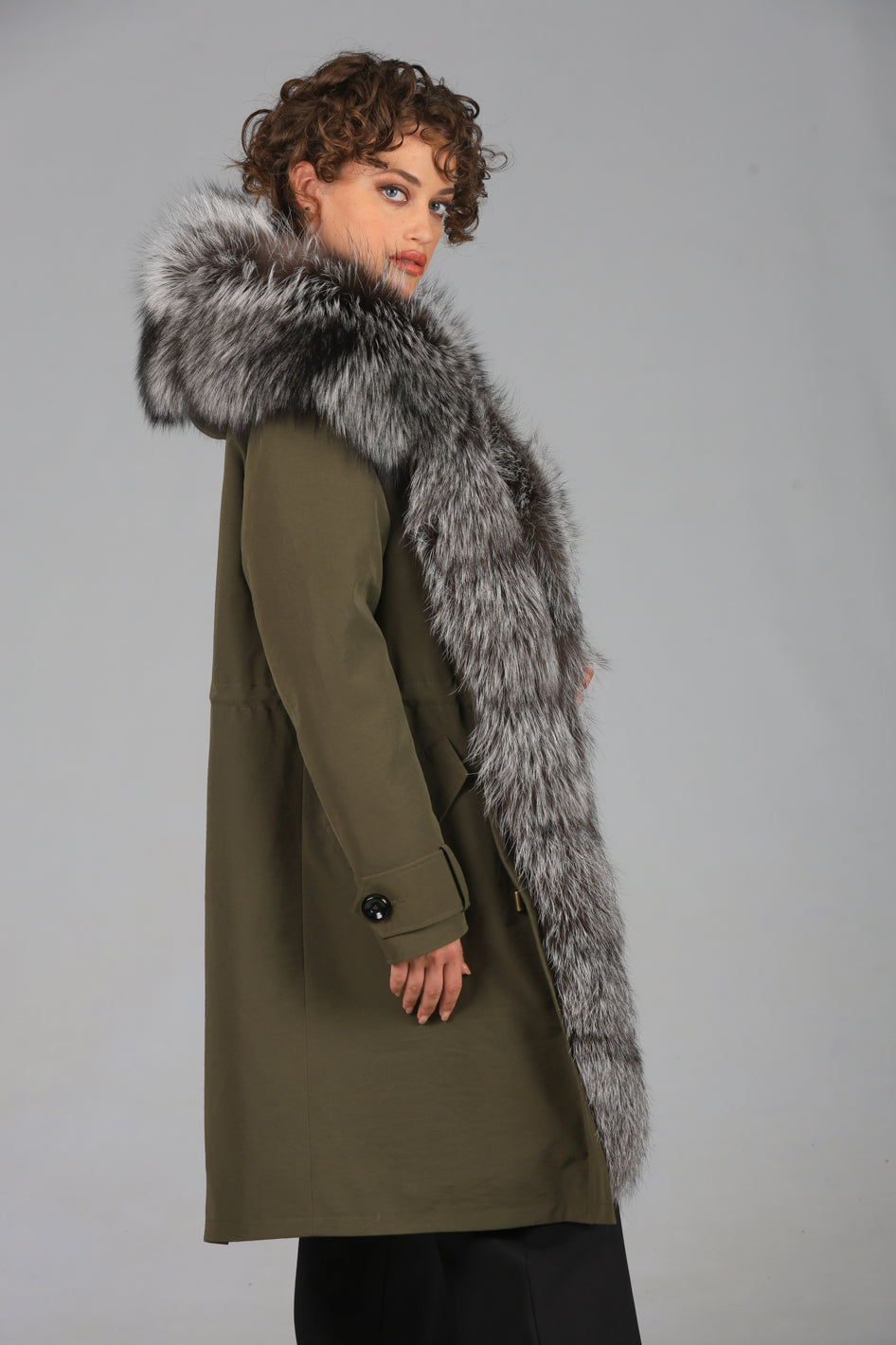 X-long Luxury Silver waterproof technical cotton parka