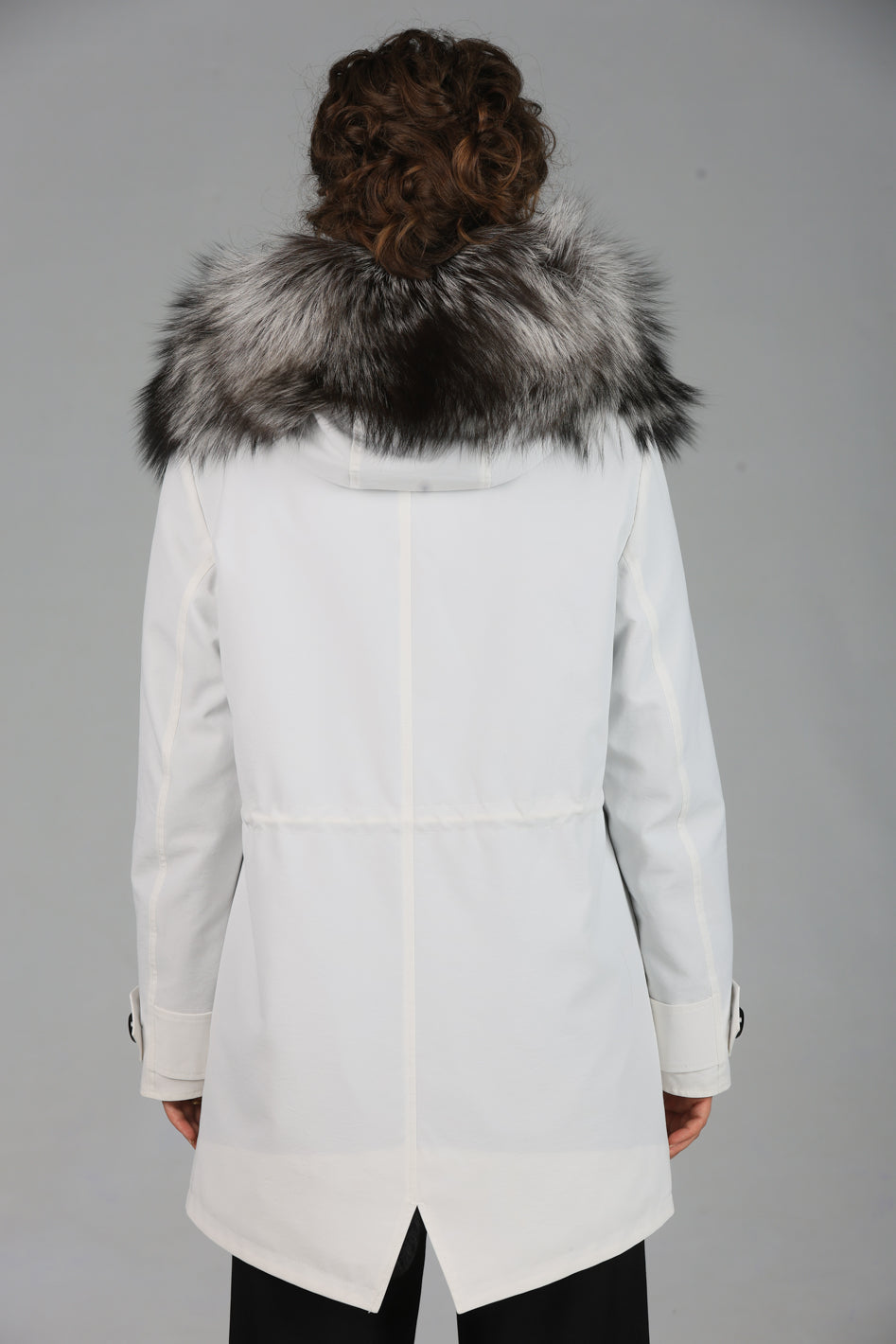 Long Luxury Silver technical cotton parka