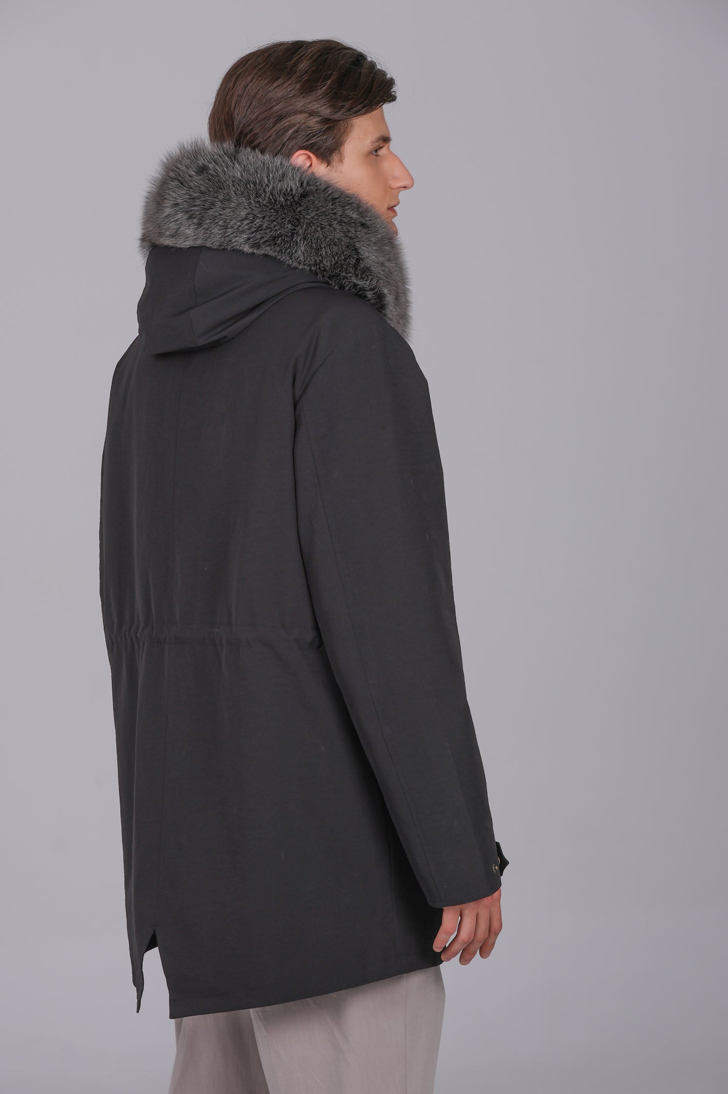 Parka In Tessuto Impermeabile Imbottito In Vera Piuma Con Bordo Cappuccio Staccabile - Pelliccerie - Foto 14