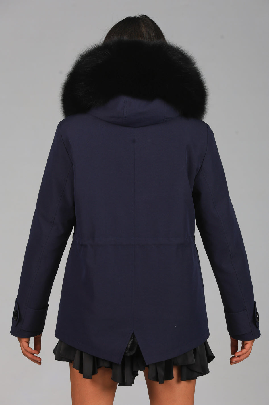 Short black waterproof technical cotton parka