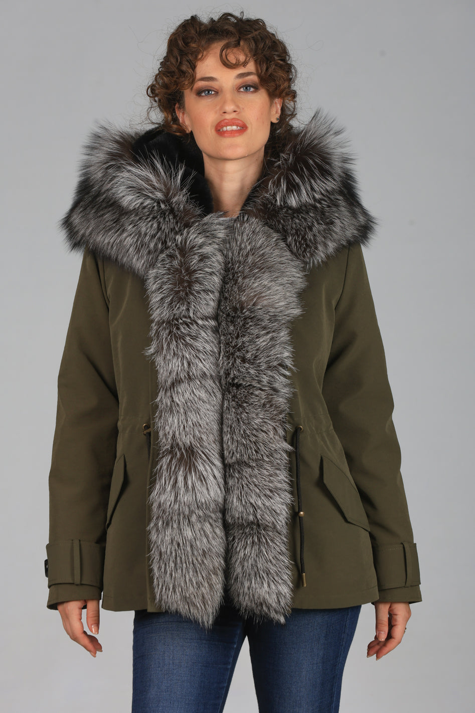 Short Luxury Silver waterproof technical cotton parka