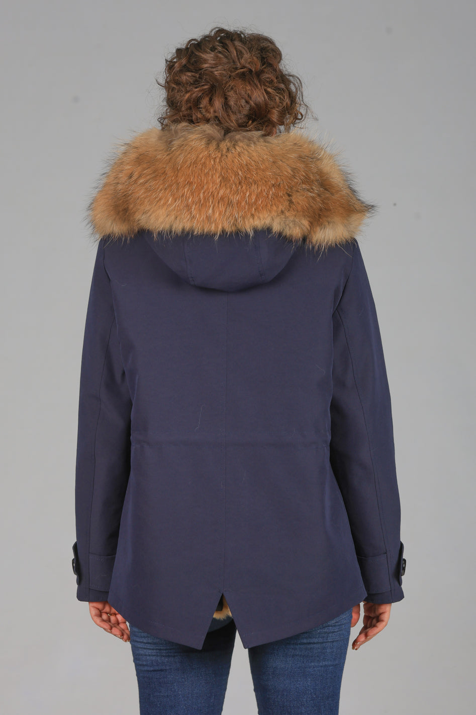 Short raccoon waterproof technical cotton parka