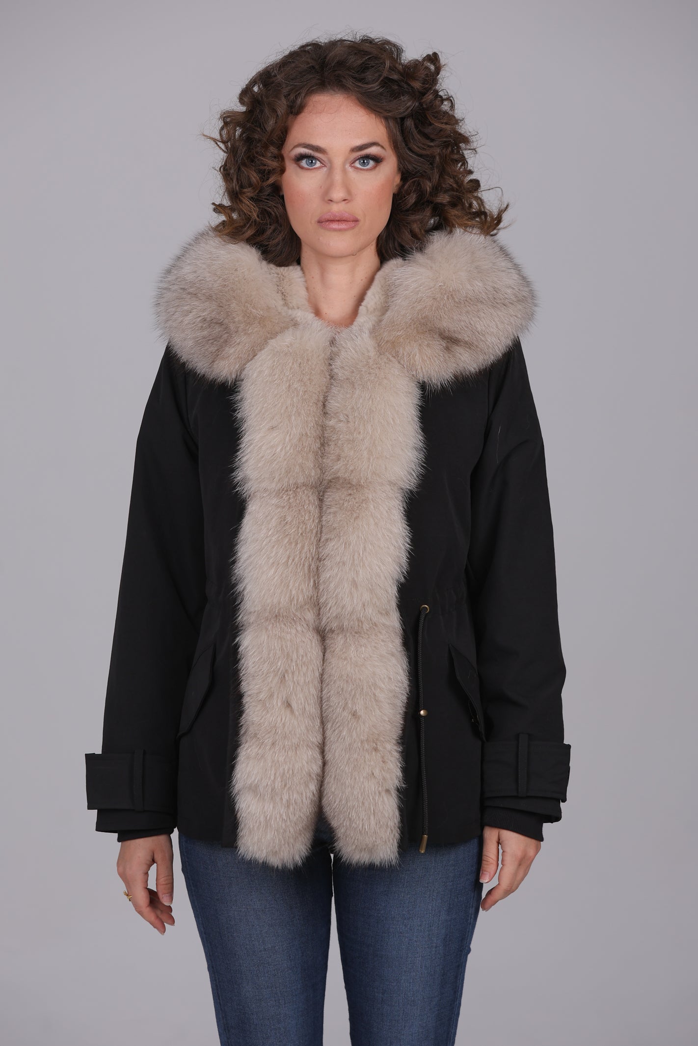 Parka in Cotton Waterproof Short Beige