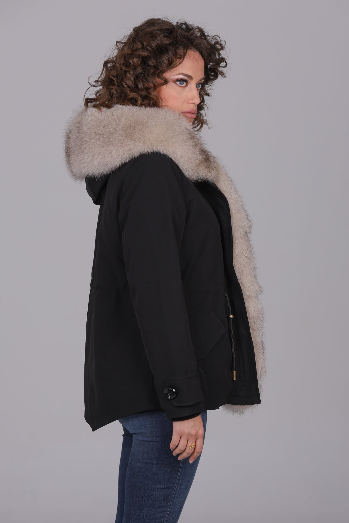 Parka in Cotton Waterproof Short Beige