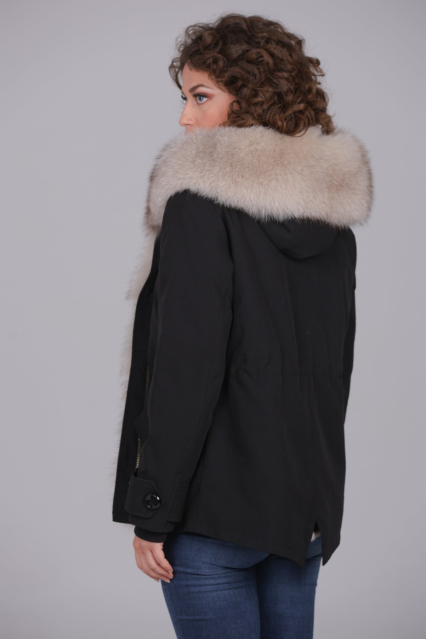 Parka in Cotton Waterproof Short Beige