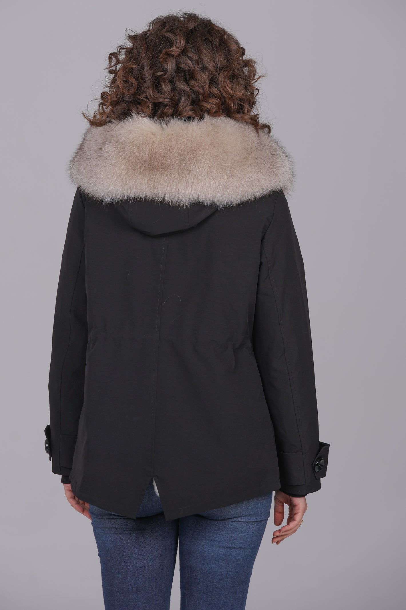 Parka in Cotton Waterproof Short Beige