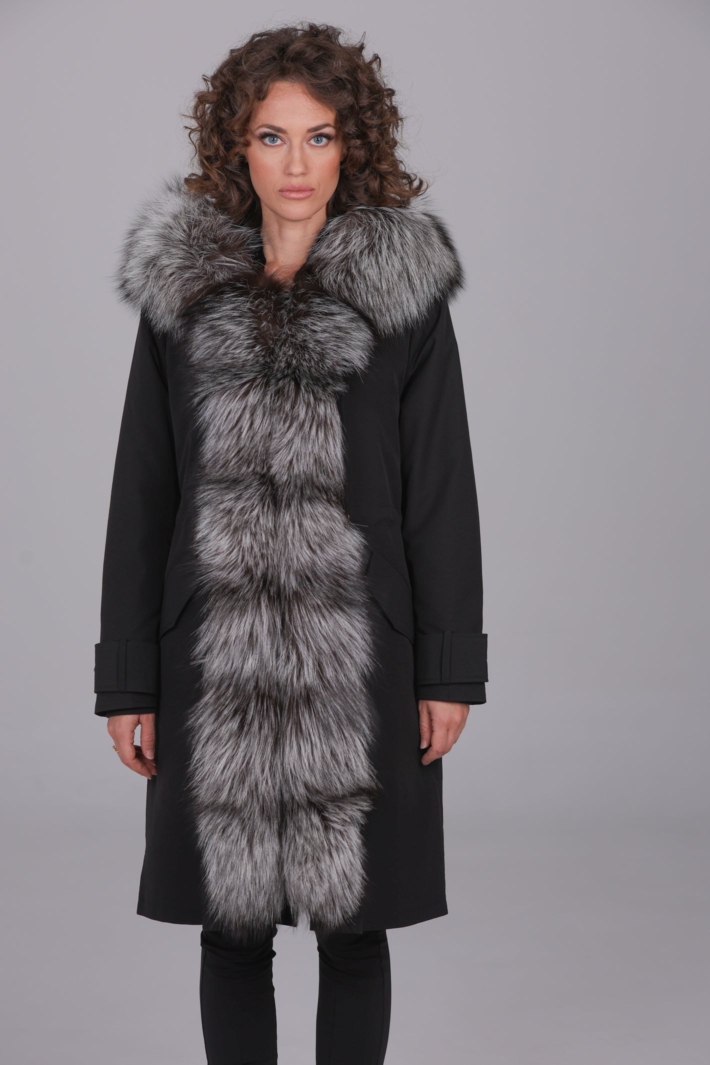 X-long Luxury Silver waterproof technical cotton parka