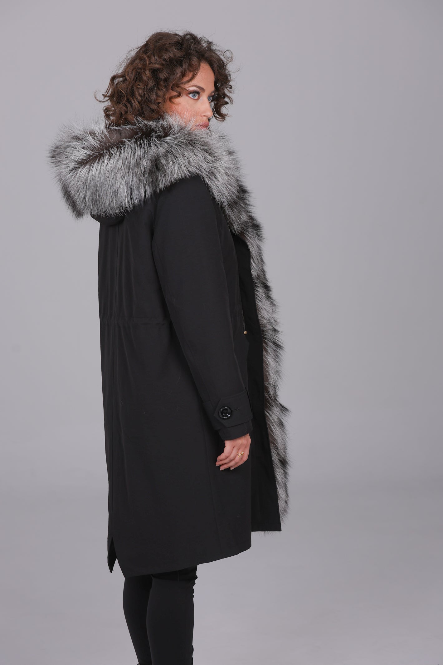 X-long Luxury Silver waterproof technical cotton parka