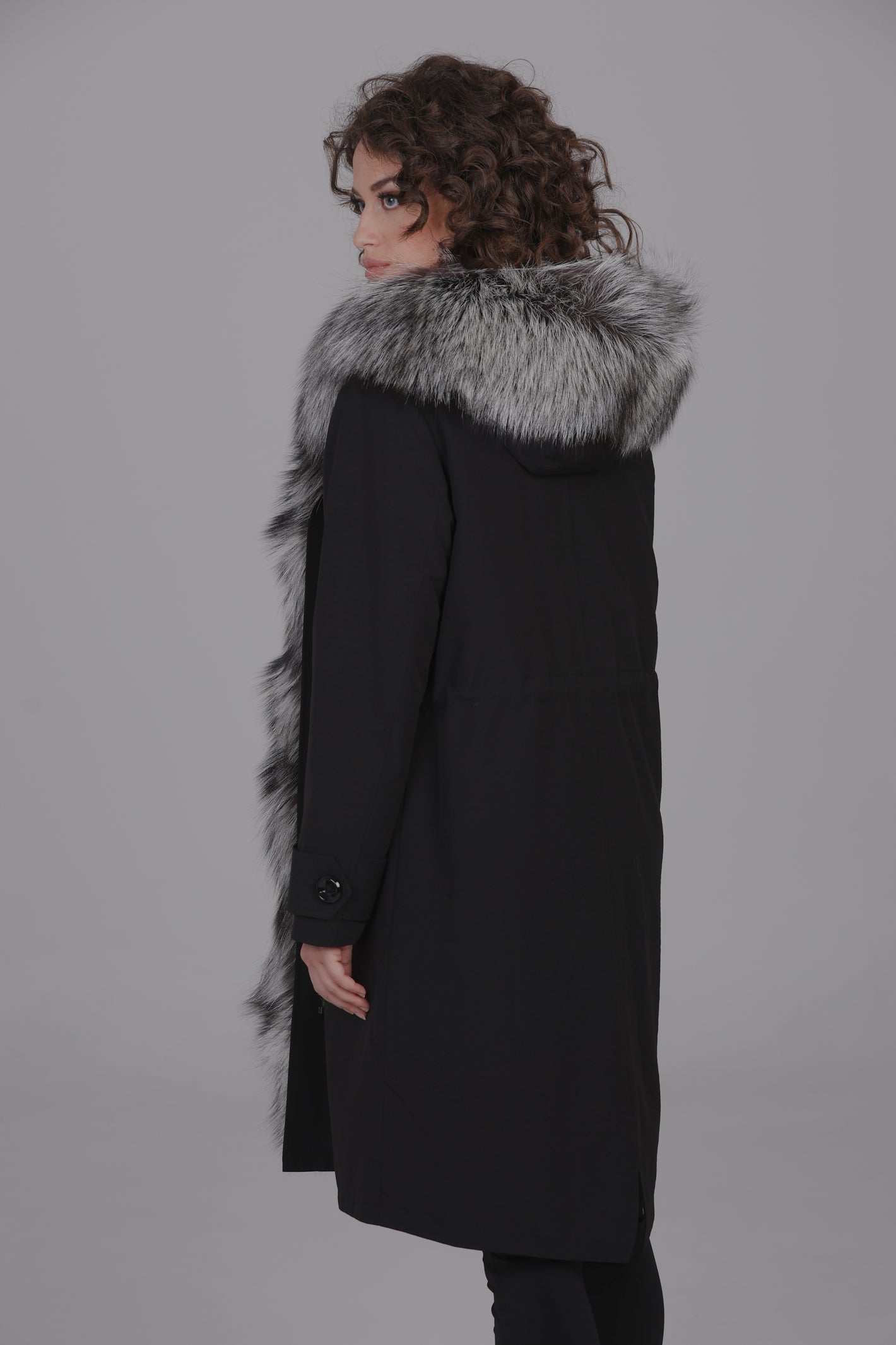 X-long Luxury Silver waterproof technical cotton parka