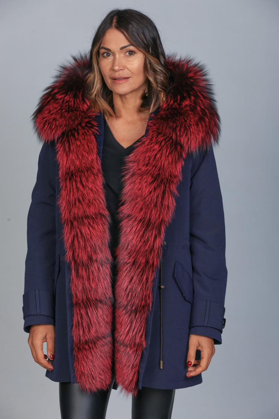 Long Luxury Silver Purple waterproof technical cotton parka