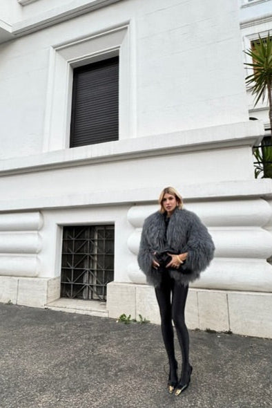 Mongolia shearling Coat GREY