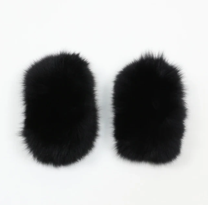 Cuffs in real black fox fur