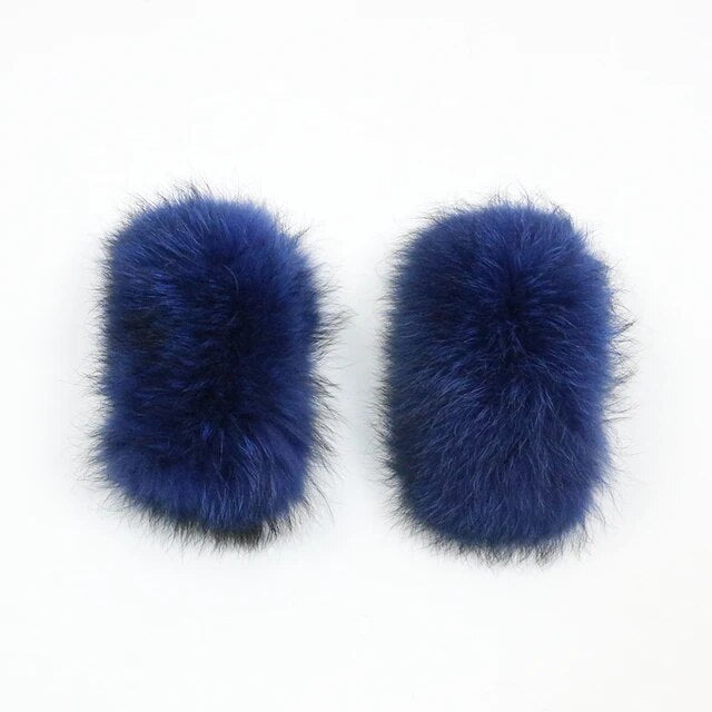 Cuffs in real fox blue fur