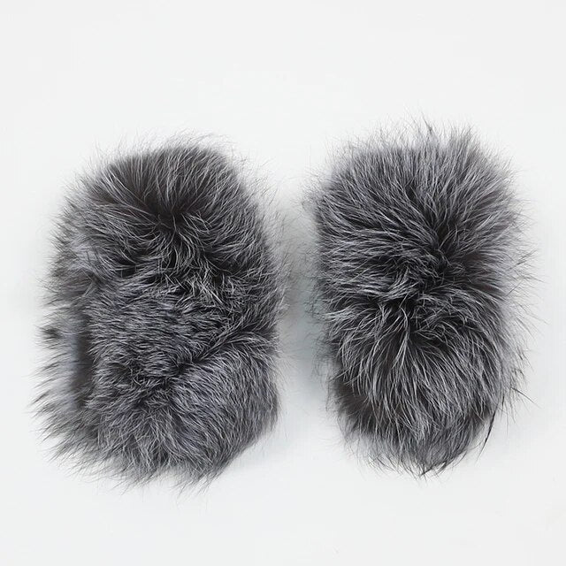 Cuffs in real silver fox fur