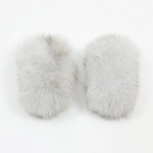 Cuffs in real white fox fur